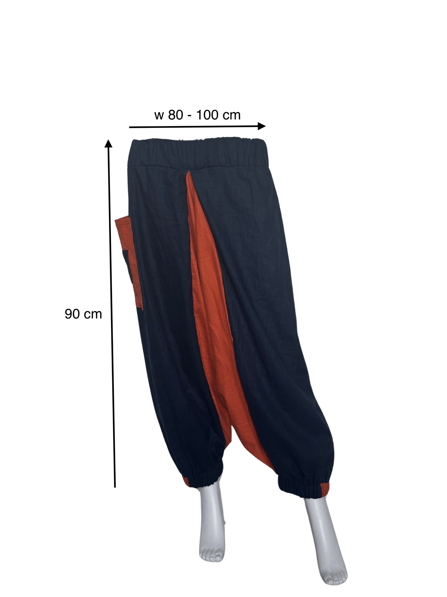 Custom-Made Exclusive 100% Linen Sauna Pants – Blue & Orange Edition