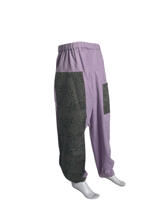 Custom-Made Exclusive 100% Linen Sauna Pants – Purple & Grey Edition