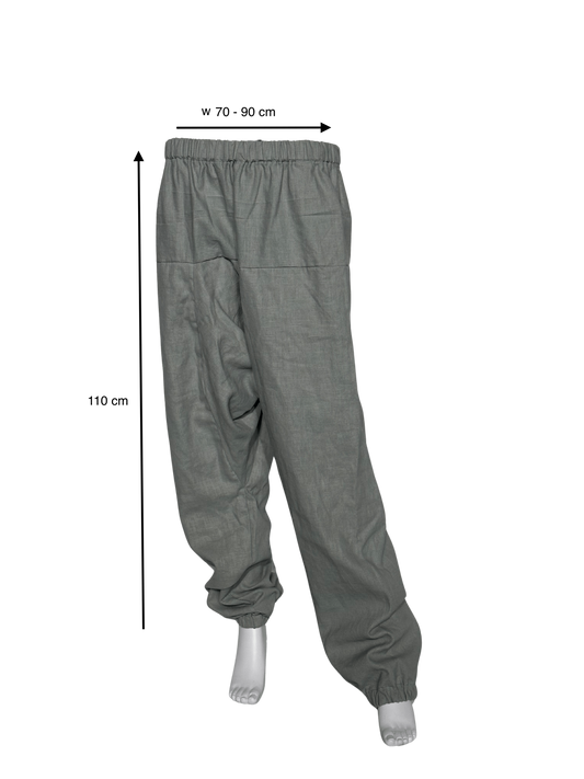 Custom-Made Exclusive 100% Linen Sauna Pants – Grey Edition