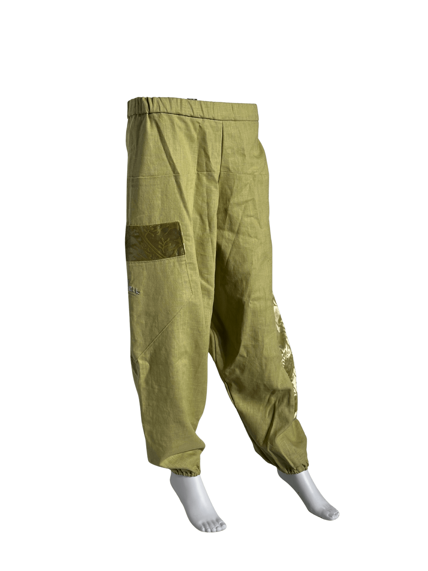 Custom-Made Exclusive 100% Linen Sauna Pants – Olive Gold Edition