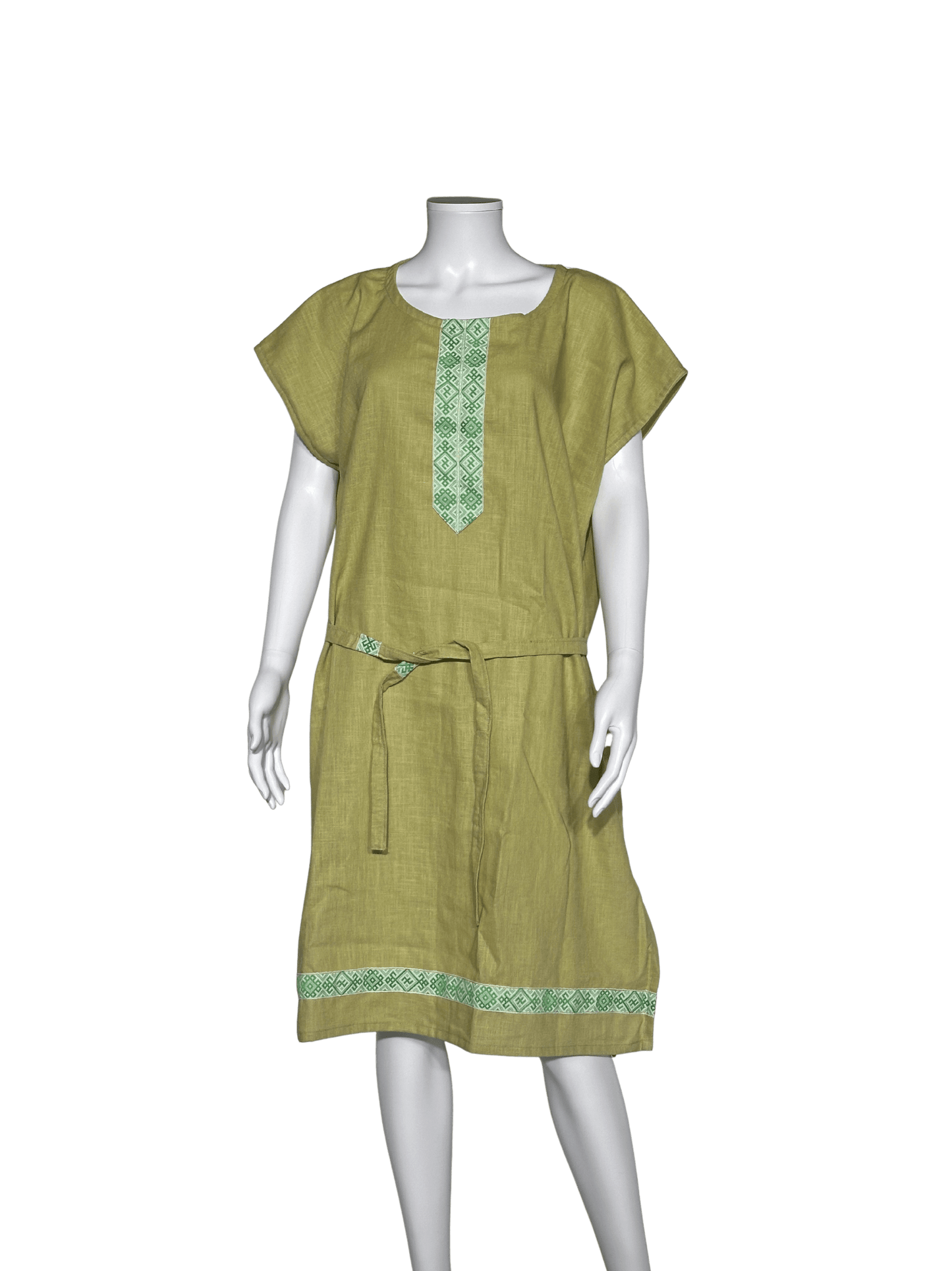 Custom-Made Exclusive 100% Linen Sauna Banja Dress – Olive Edition
