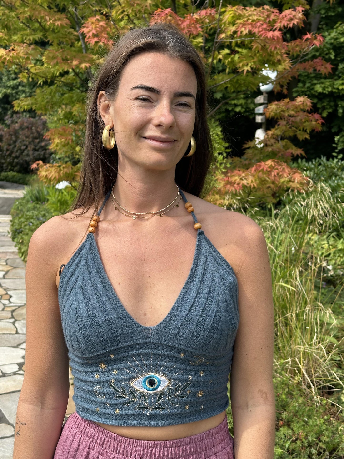 Mystic Blue Knit Crop Top