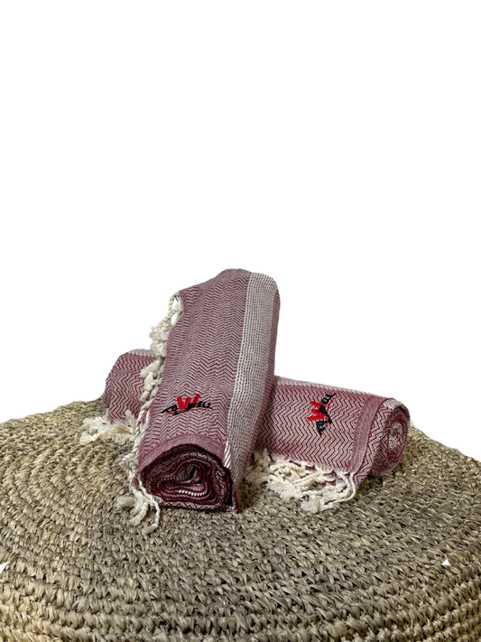 Hammam towel wave red 180x95cm