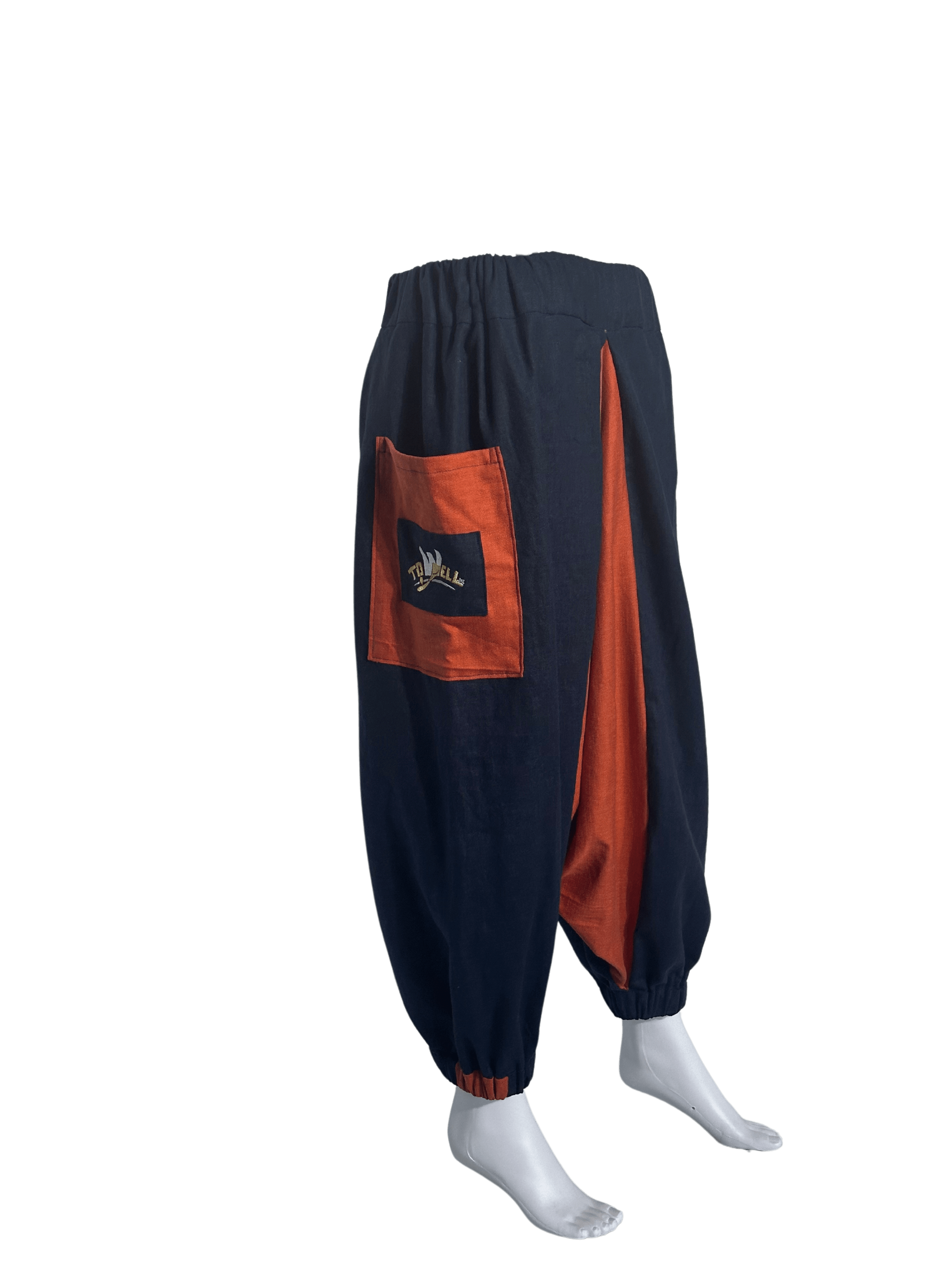 Custom-Made Exclusive 100% Linen Sauna Pants – Blue & Orange Edition