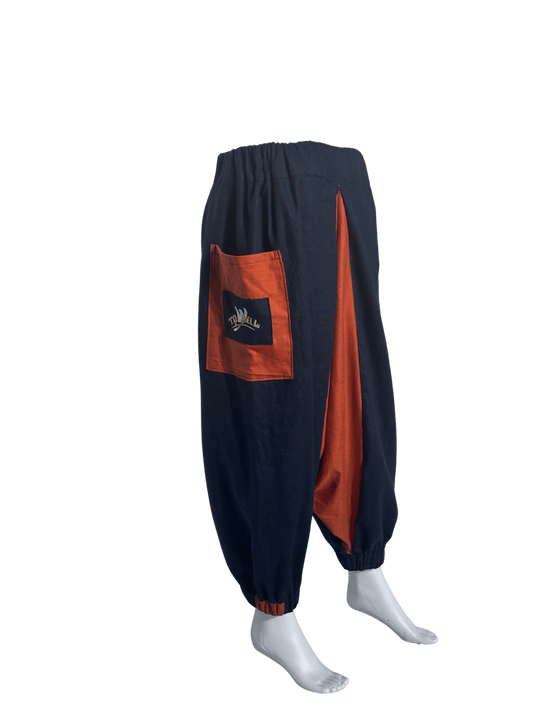 Custom-Made Exclusive Linen Sauna Pants – Blue & Orange Edition