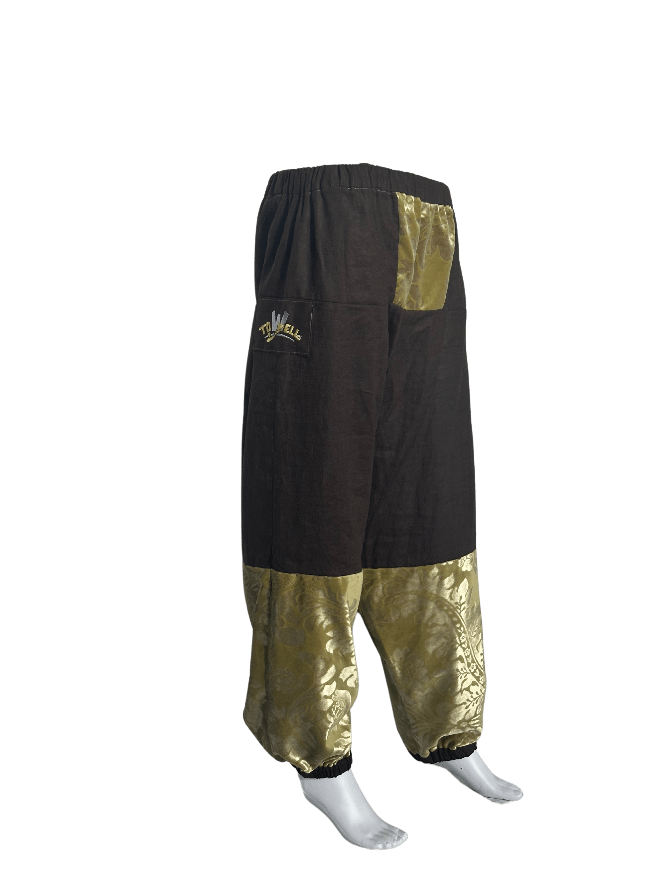 Custom-Made Exclusive 100% Linen Sauna Pants – Brown & Gold Edition