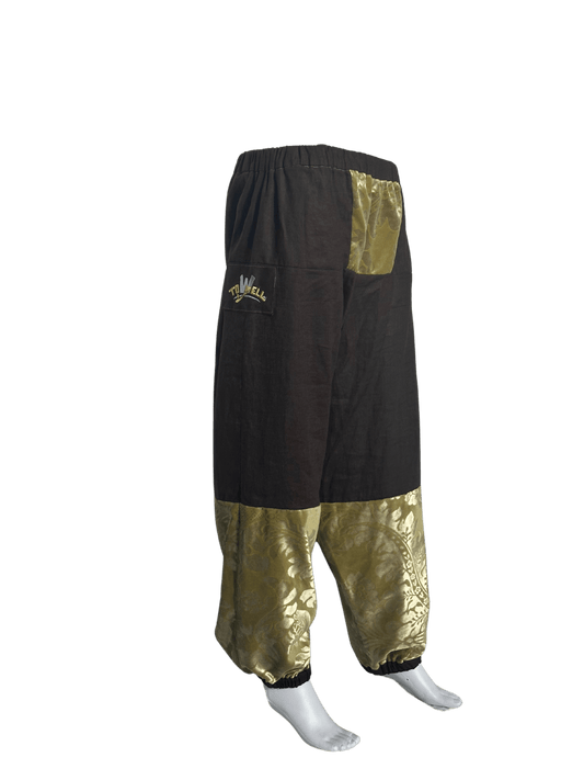 Custom-Made Exclusive Linen Sauna Pants – Brown & Gold Edition