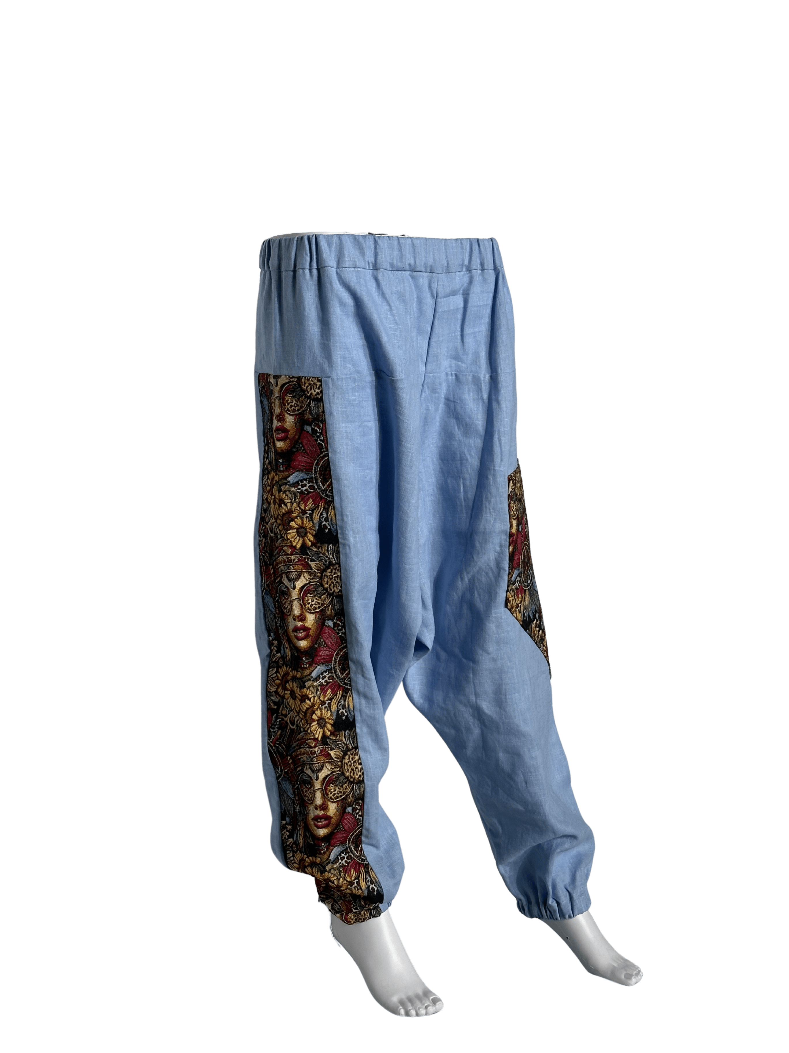 Custom-Made Exclusive 100% Linen Sauna Pants – Blue Edition