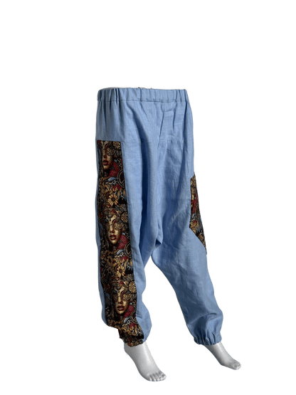 Custom-Made Exclusive 100% Linen Sauna Pants – Blue Edition