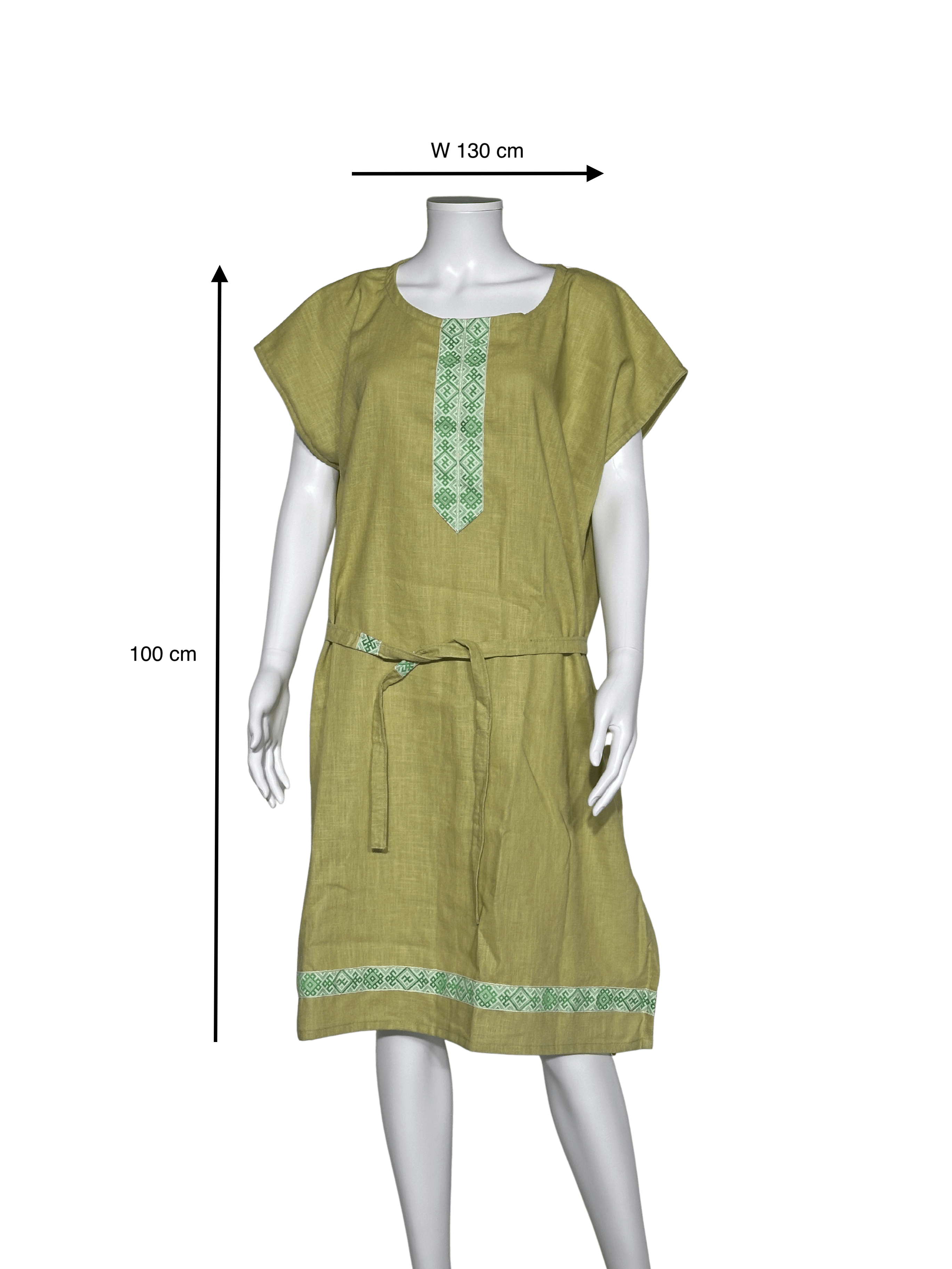 Custom-Made Exclusive 100% Linen Sauna Banja Dress – Olive Edition