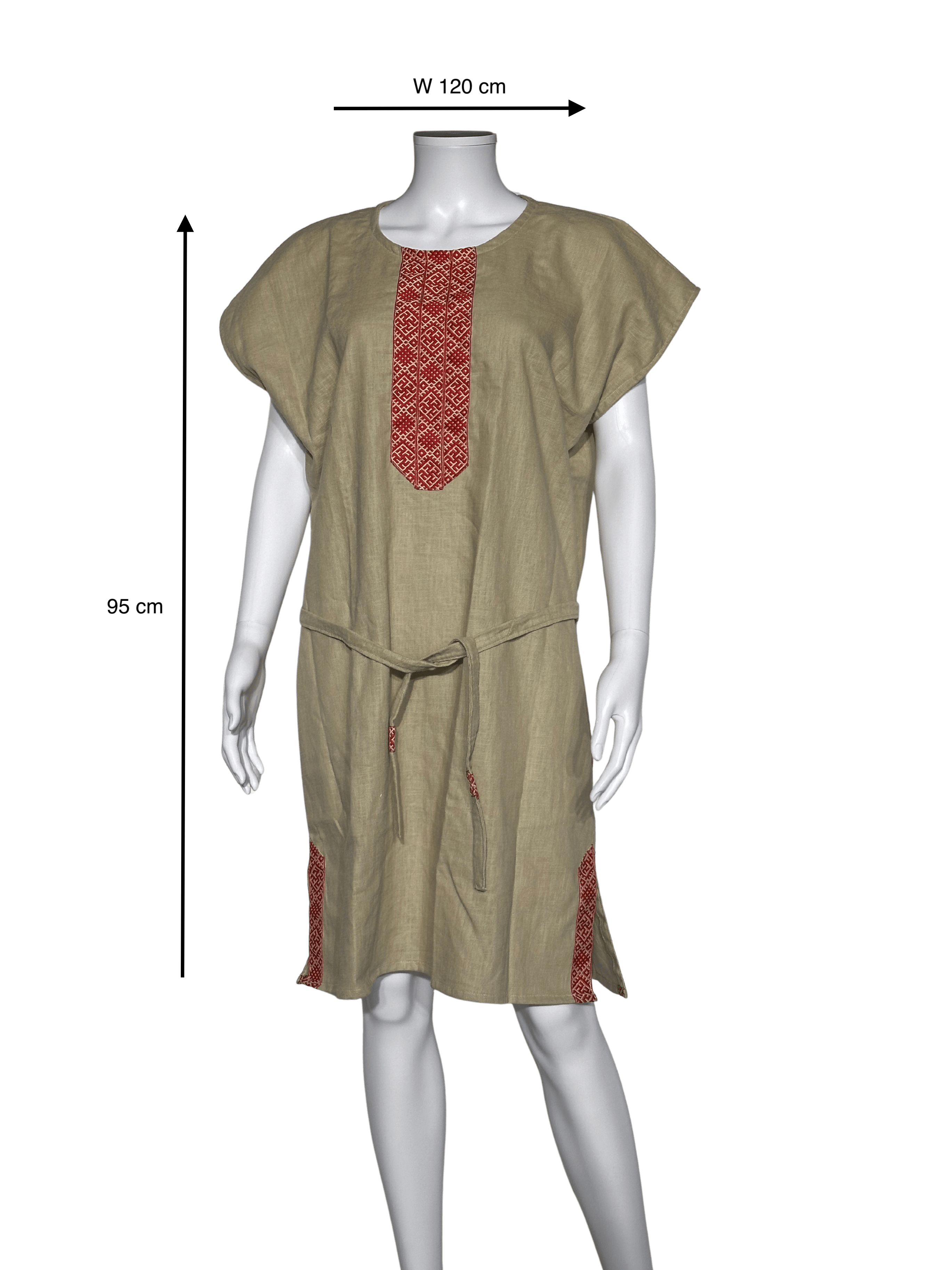 Custom-Made Exclusive 100% Linen Sauna Banja Dress – Khaki Edition