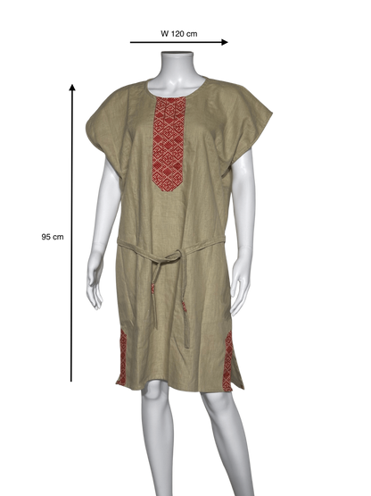 Custom-Made Exclusive 100% Linen Sauna Banja Dress – Khaki Edition