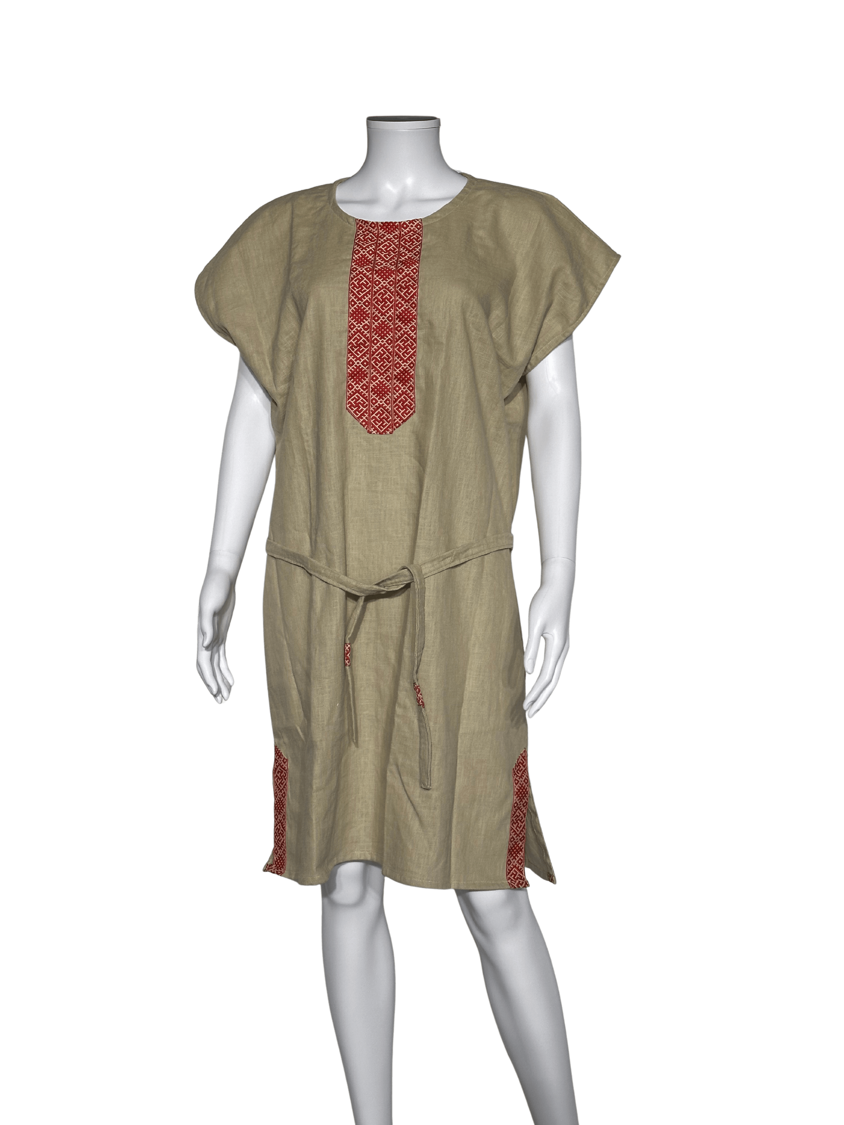 Custom-Made Exclusive 100% Linen Sauna Banja Dress – Khaki Edition