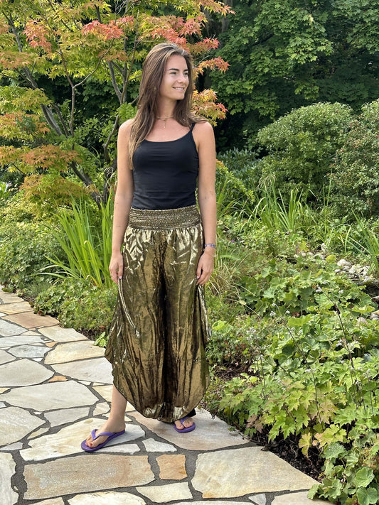 Golden Shimmer Harem Pants