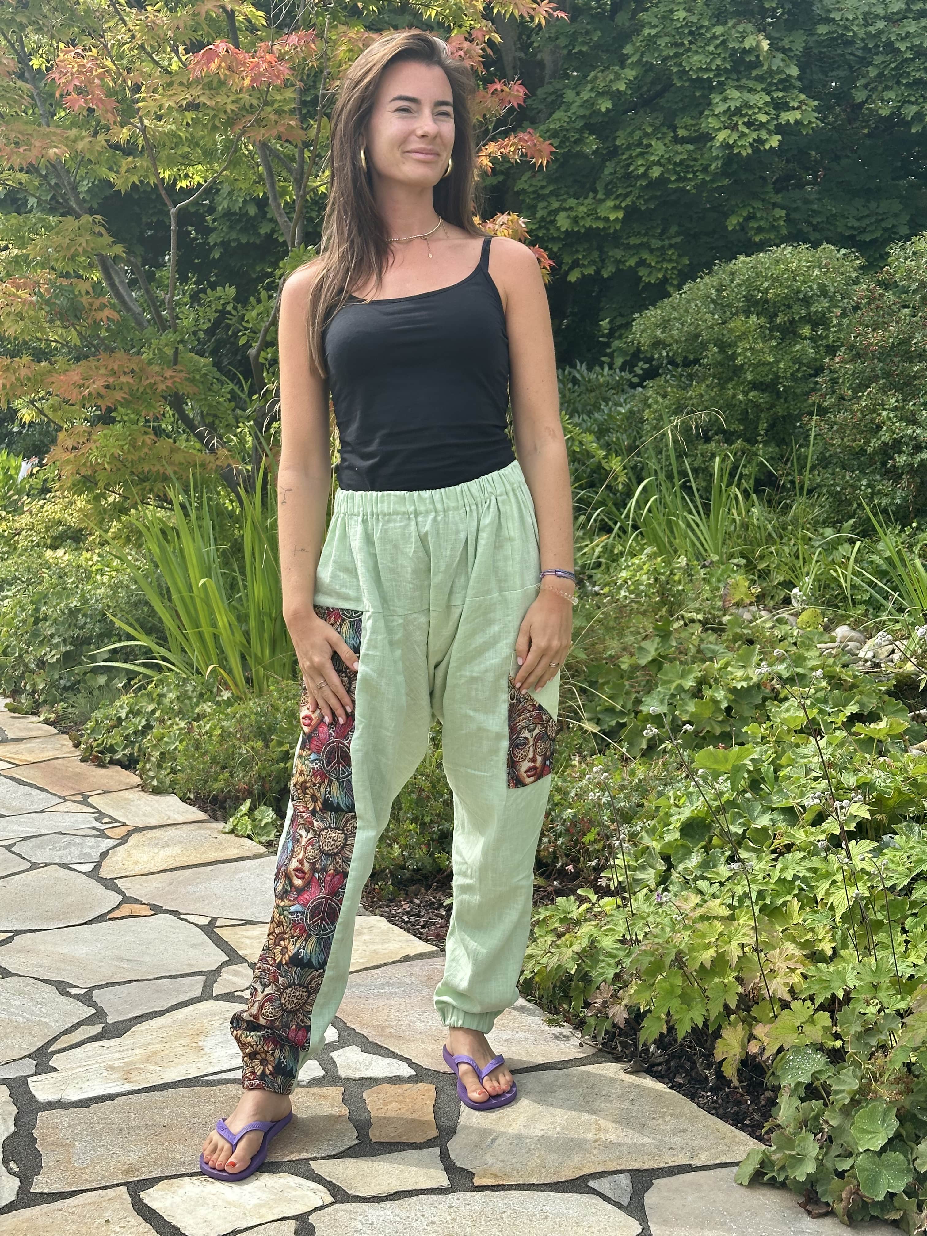 Custom-Made Exclusive 100% Linen Sauna Pants – Lime Edition