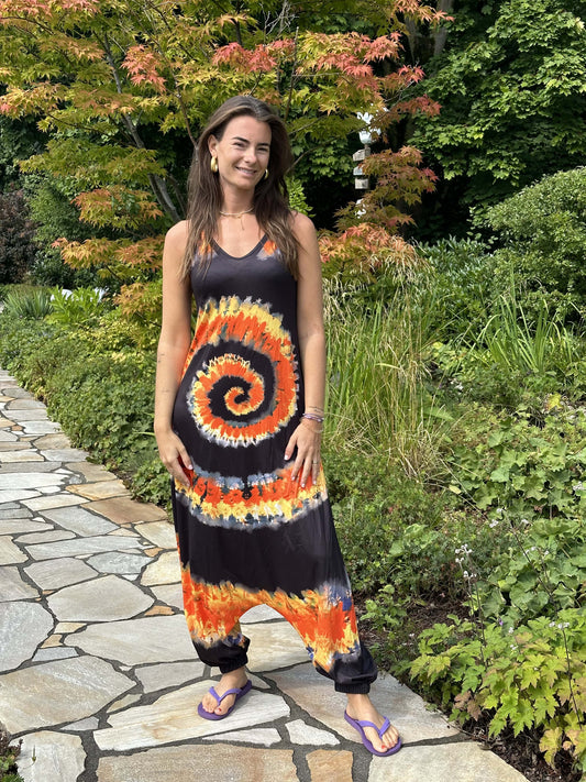 Tie-Dye Jumpsuit in Fire Spiral
