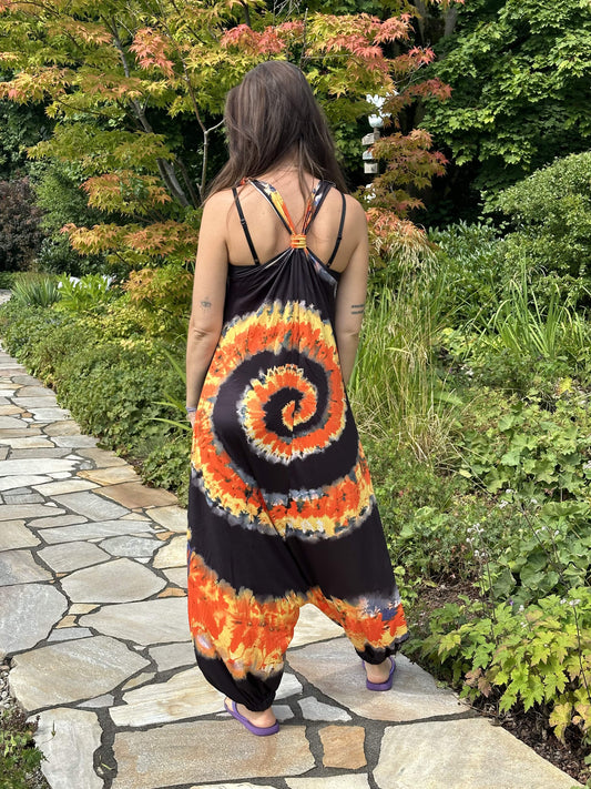 Tie-Dye Jumpsuit in Fire Spiral