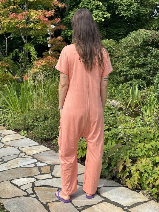 Peach Loose-Fit Jumpsuit with Pockets