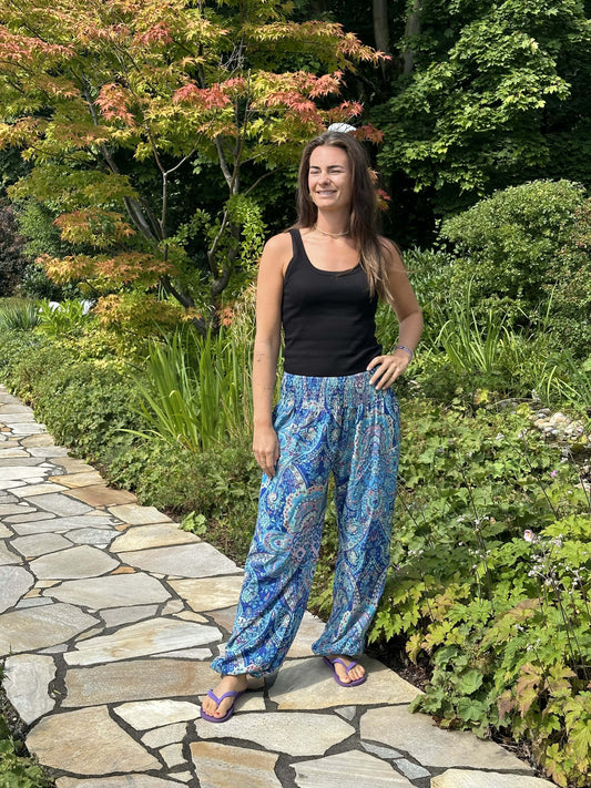 Blue Paisley Boho Trousers