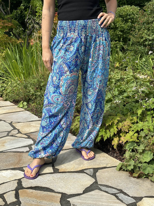 Blue Paisley Boho Trousers