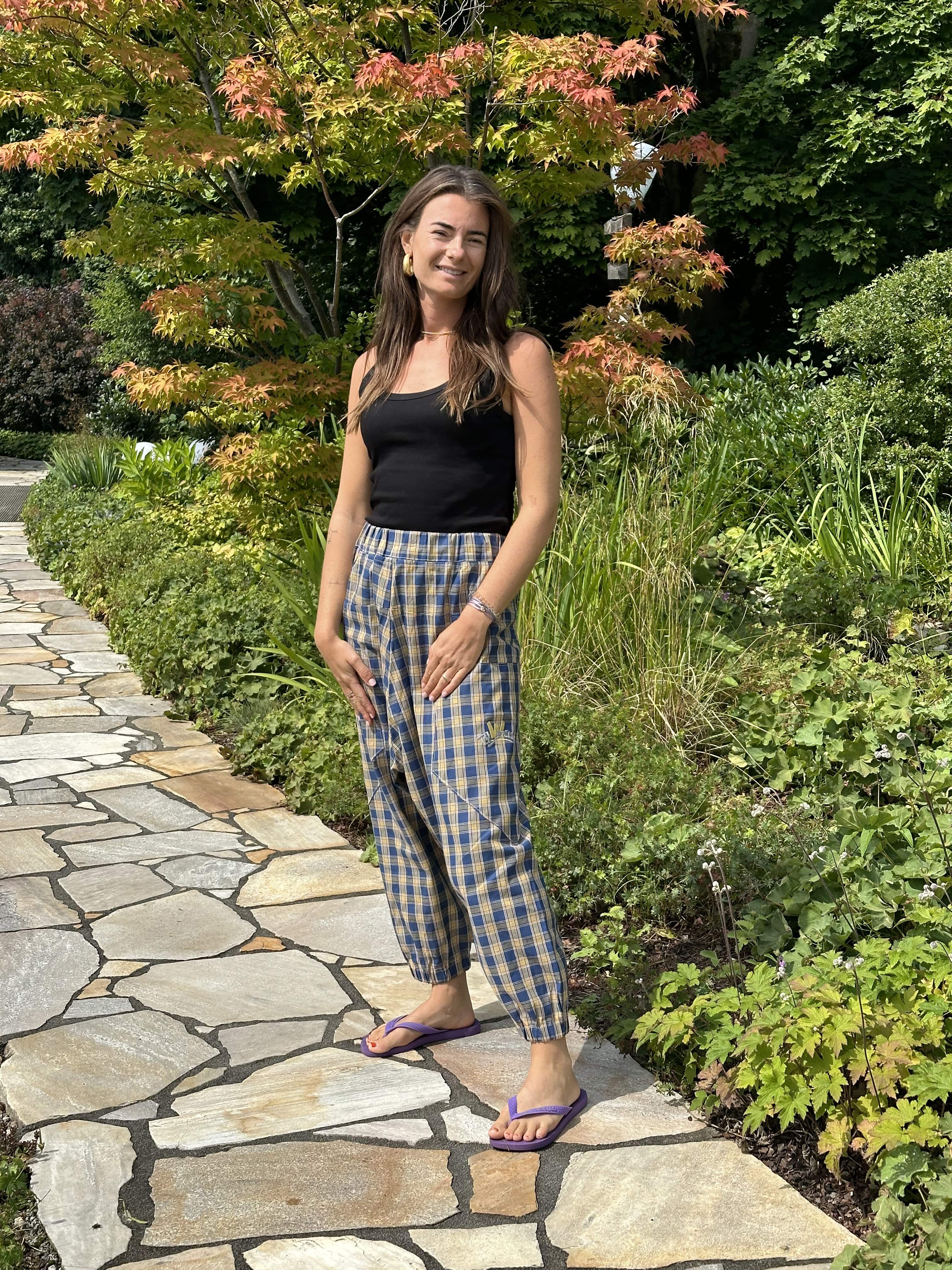 Blue & Yellow Checked Cotton Pants